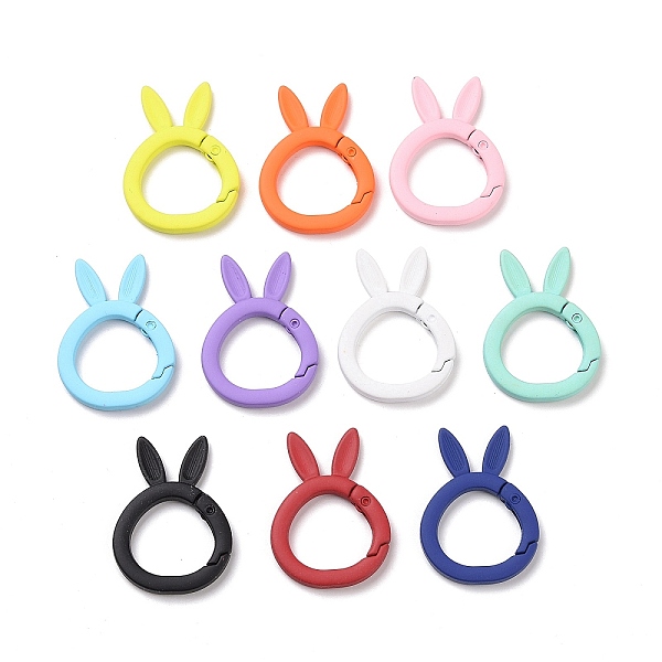 

PandaHall Spray Painted Alloy Spring Gate Rings, Rabbit, Mixed Color, 6 Gauge, 37.5x27.5x4mm Alloy Multicolor