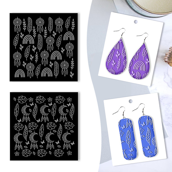 

PandaHall BENECREAT 2 PCS Acrylic Clay Texture Plate, Feather, Dreamcatcher, Floral Pattern Plate, Embossed Texture Plate for Clay Earrings..., Clear