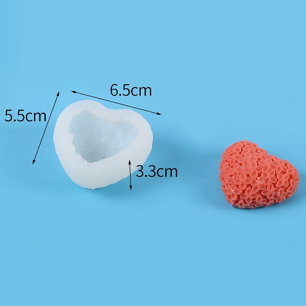 

PandaHall Scented Candle Molds, Heart with Flower Silicone Molds for Valentine's Day, White, 6.5x5.5x3.3cm Silicone Heart White