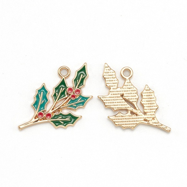

PandaHall Alloy Enamel Pendants, for Christmas, Light Gold, Leaf, Green, 33.5x18.5x2mm, Hole: 2mm Alloy+Enamel Leaf Green