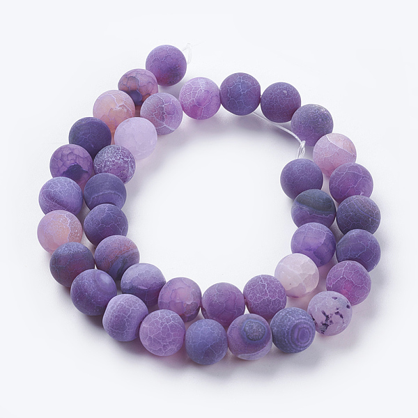 

PandaHall Natural Weathered Agate Beads Strands, Dyed, Frosted, Round, Dark Violet, 10mm, Hole: 1mm, about 38pcs/strand, 15.35 inch..., Purple