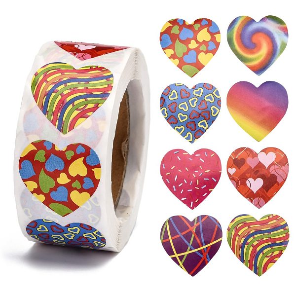 

PandaHall Heart Shaped Stickers Roll, Valentine's Day Sticker Adhesive Label, for Decoration Wedding Party Accessories, Colorful, 25x25mm...