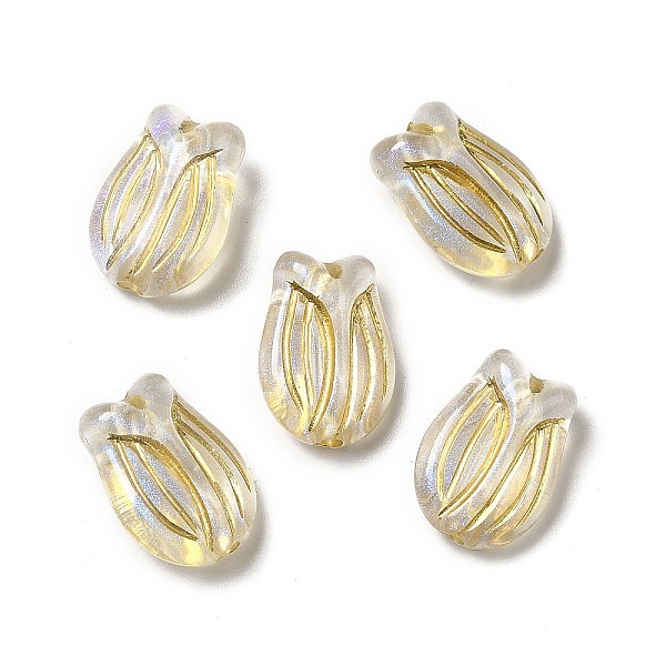 

PandaHall Plating Acrylic Beads, Golden Metal Enlaced, Tulip, Gold, 16x16.5x7mm, Hole: 2mm Acrylic Flower Gold