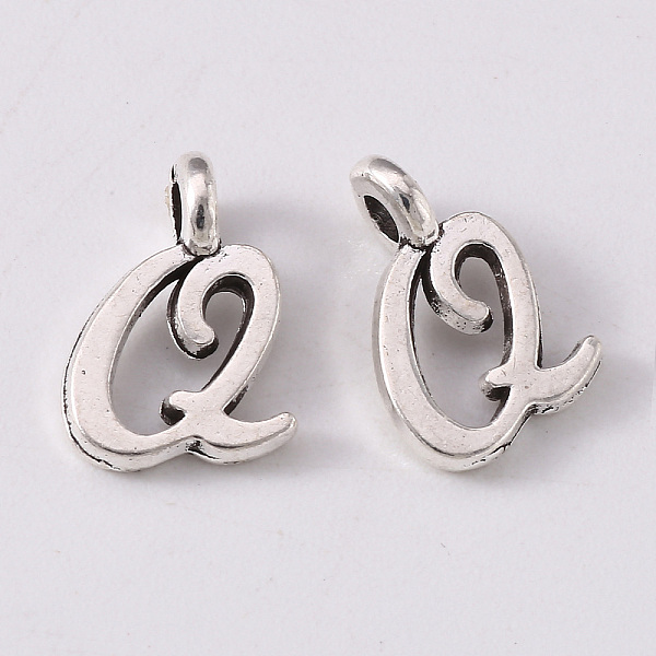 

PandaHall Tibetan Style Alloy Charms, Cadmium Free & Lead Free, Antique Silver, Letter.Q, Q: 11x8x1.5mm, Hole: 1.8mm Alloy Letter Q