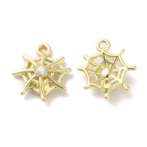 

PandaHall Alloy Pendant, with Glass, Lead Free & Cadmium Free, Spider Net Charms, Golden, 16x14.5x4.5mm, Hole: 1.5mm Alloy+Rhinestone Spider