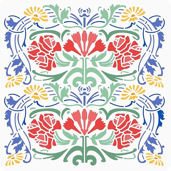 

PandaHall FINGERINSPIRE Flower Stencil Art Nouveau Decor 11.8x11.8 inch Reusable Plastic Vines Flowers Craft Stencil Hollow Out Plant Leaves...