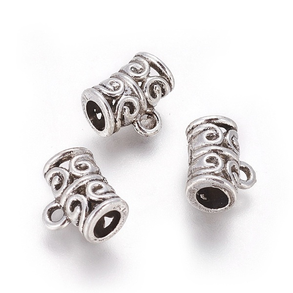

PandaHall Tibetan Style Alloy Tube Bails, Loop Bails, Antique Silver, 9.5x11x6mm, Hole: 1.5mm, Inner Diameter: 4mm Alloy Tube