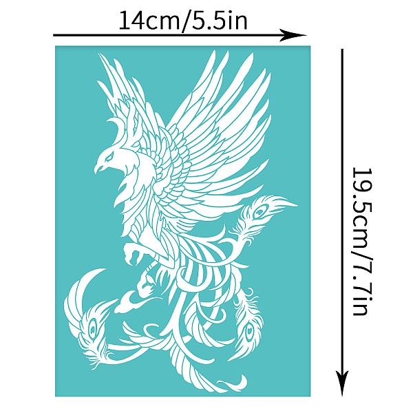 

PandaHall OLYCRAFT 2pcs Silk Screen Stencils Phenix Pattern Self-Adhesive Stencils Reusable Silk Screen Printing Stencil for Painting on..., Green