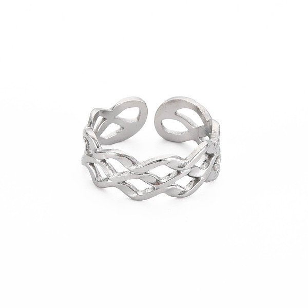 

PandaHall 304 Stainless Steel Rhombus Hollow Open Cuff Ring for Women, Stainless Steel Color, US Size 6 3/4(17.1mm) 304 Stainless Steel