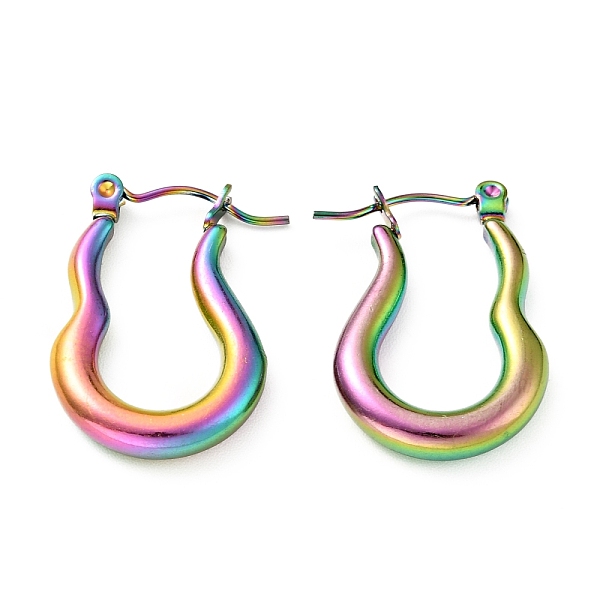 

PandaHall Ion Plating(IP) Rainbow Color 304 Stainless Steel Twist Oval Hoop Earrings for Women, 23.5x17x3.5mm, Pin: 0.8mm 304 Stainless...