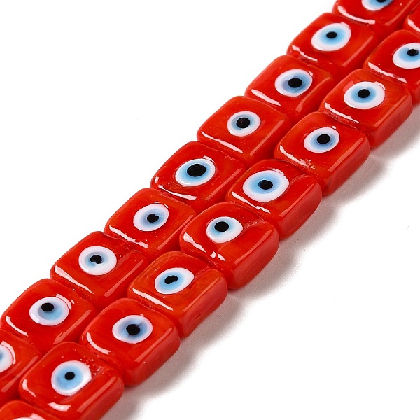 

PandaHall Handmade Evil Eye Lampwork Beads Strands, Square, Red, 10~11x10~11x4~5.5mm, Hole: 1.6mm, about 40pcs/strand, 16.02 inch(40.7cm)...