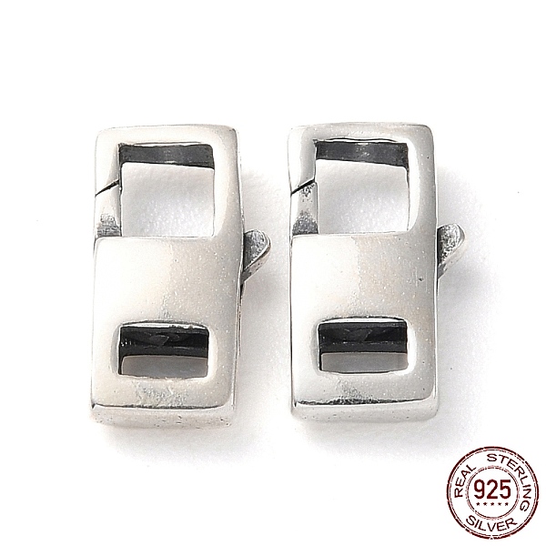 PandaHall 925 Thailand Sterling Silver Lobster Claw Clasps, with 925 Stamp, Rectangle, Antique Silver, 12x7x3mm, Hole: 3x2mm Sterling Silver...