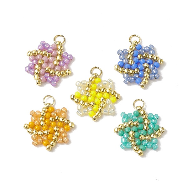 

PandaHall Handmade TOHO Seed Beads Pendants, with 304 Stainless Steel Jump Rings, Octagram, Mixed Color, 17x17x2mm, Hole: 2.8mm Glass..., Multicolor