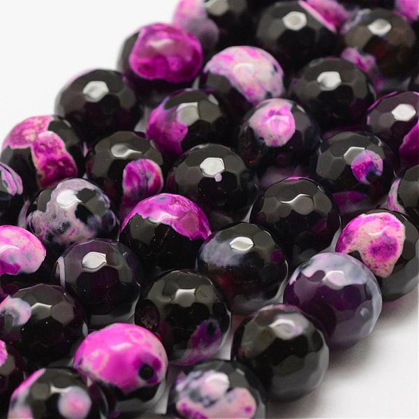 

PandaHall Faceted Natural Fire Crackle Agate Beads Strands, Round, Dyed & Heated, Mauve, 12mm, Hole: 1.5mm, about 30~32pcs/strand, 14 inch..., Purple