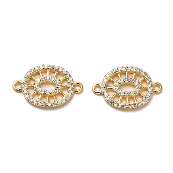

PandaHall 925 Sterling Silver Connector Charms, with Clear Cubic Zirconia, Oval, Real 18K Gold Plated, 12x19x1.8mm, Hole: 1.4mm Sterling...