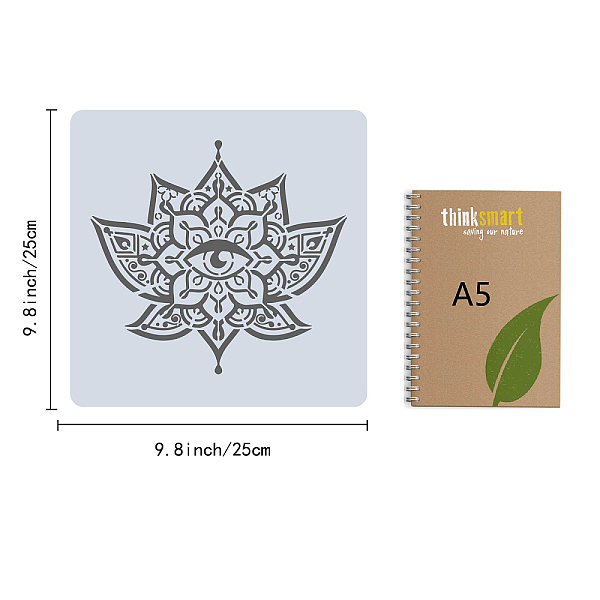 

PandaHall GORGECRAFT 9.9"X9.9"Lotus Flower Stencil Mandala Devil Eye Templates Reusable Plastic Drawing Painting Stencils Template for...