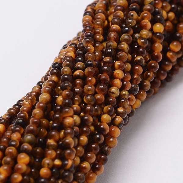 

PandaHall Natural Tiger Eye Beads Strands, Round, 2mm, Hole: 0.5mm, about 190pcs/strand Tiger Eye Round