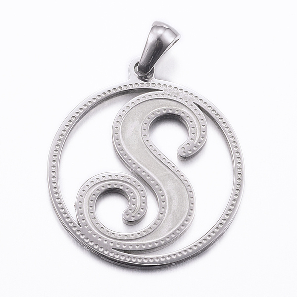 

PandaHall 304 Stainless Steel Pendants, Flat Round with Letter, Stainless Steel Color, Letter.S, 28x25x1.2mm, Hole: 6x3.5mm 304 Stainless...