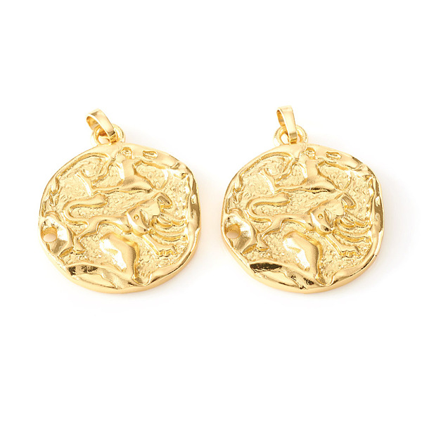 

PandaHall Brass Pendants, Textured, Flat Round with Constellation/Zodiac Sign, Real 18K Gold Plated, Leo, 31.5~34x28~29x3~4mm, Hole: 6x4mm...