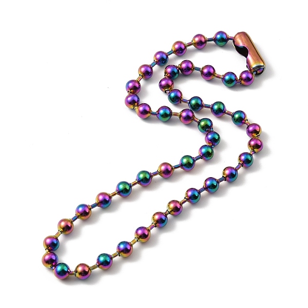 

PandaHall Ion Plating(IP) 304 Stainless Steel Ball Chain Necklace with Connecter Clasp for Women, Rainbow Color, 22.36 inch(56.8cm) 304...