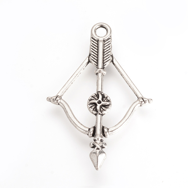 

PandaHall Tibetan Style Alloy Pendants, Bow and Arrow, Cadmium Free & Lead Free, Antique Silver, 36x23.5x3.5mm, Hole: 2mm Alloy Sports