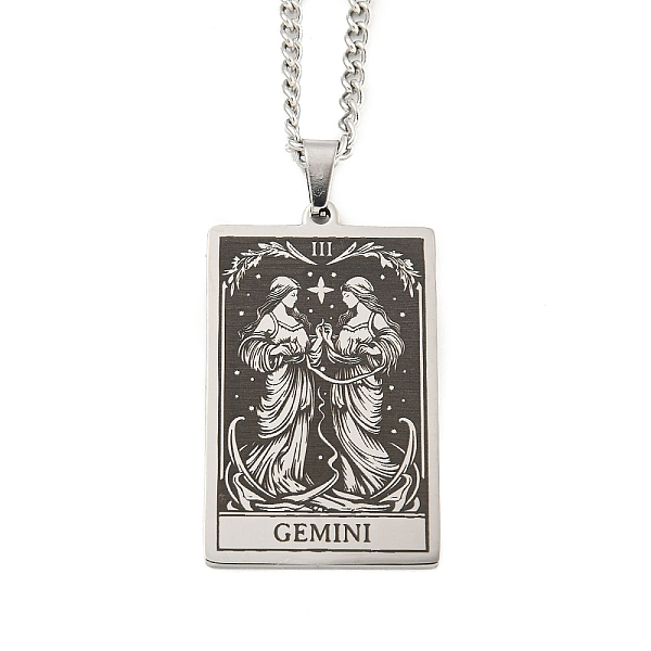 

PandaHall 304 Stainless Steel Tarot Pendant Necklaces, Cable Chain Necklaces, Gemini, 23.23~24.21 inch(59~61.5cm) 304 Stainless Steel Gemini