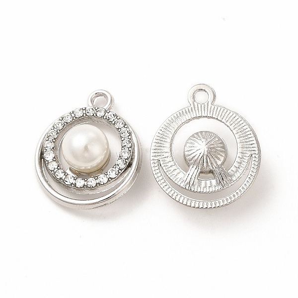 

PandaHall Alloy Rhinestone Pendants, with ABS Plastic Pearl Beaded, Flat Round Charms, Platinum, 21.5x12.5x8.5mm, Hole: 2mm Alloy+Rhinestone...