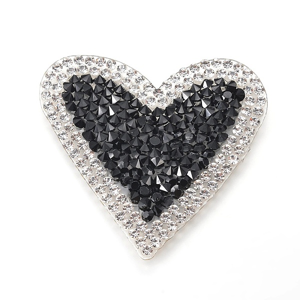 

PandaHall Plastic Clothing Patches, with Resin Rhinestone, Heart, Black, 43x50x2.5mm Resin Rhinestone Heart Black