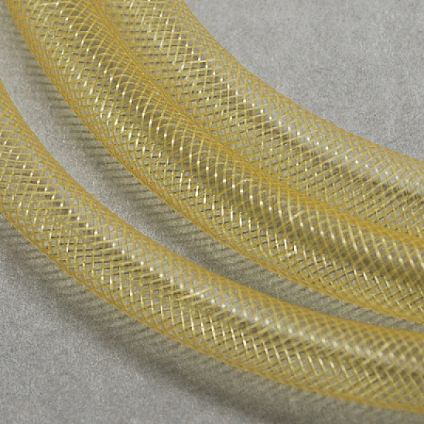 

PandaHall Plastic Net Thread Cord, Pale Goldenrod, 8mm, 30Yards Plastic Yellow