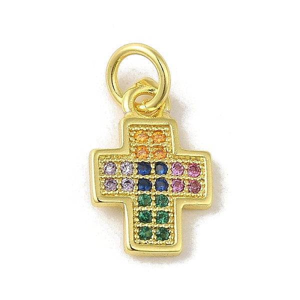 

PandaHall Brass Micro Pave Cubic Zirconia Charms, Real 18K Gold Plated, Cross Charms, Colorful, 13x8.5x1mm, Hole: 3mm Brass+Cubic...