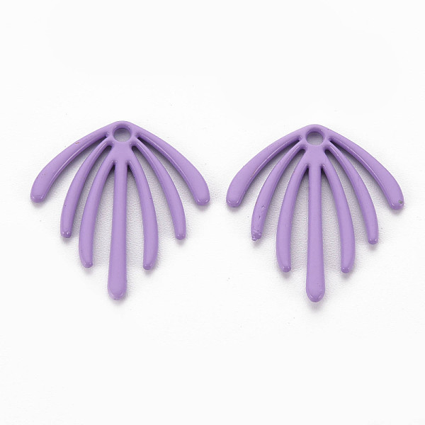 

PandaHall Spray Painted Alloy Pendants, Cadmium Free & Lead Free, Fan, Medium Purple, 22x20x1.5mm, Hole: 1.8mm Alloy Fan