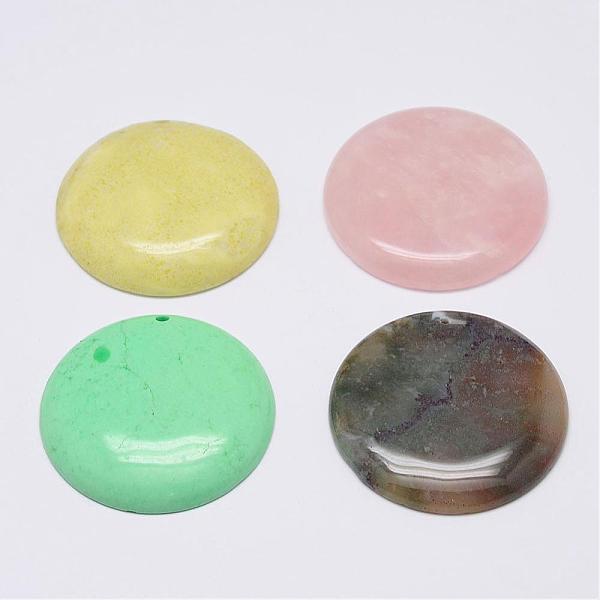 

PandaHall Natural White Jade Pendants, Dyed, Flat Round, Mixed Color, 39~40.5x5~7mm, Hole: 2~2.5mm Jade Flat Round Multicolor