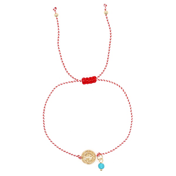 

PandaHall Simple Adjustable Jesus Link Bracelets, Synthetic Turquoise Charm Bracelets for Women Synthetic Turquoise