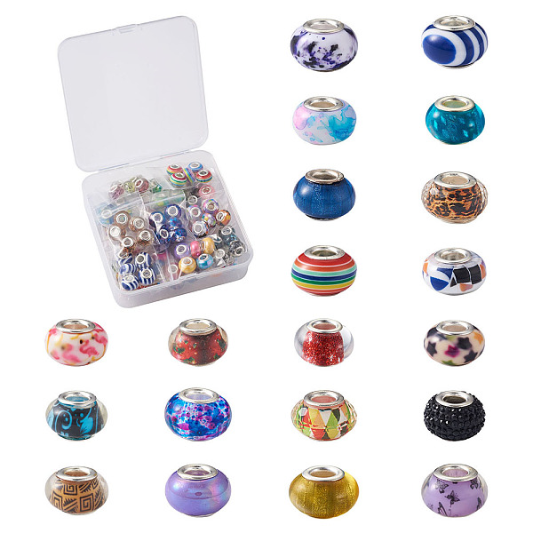 

PandaHall Craftdady Faceted Resin European Beads, Large Hole Rondelle Beads, with Silver Tone Brass Cores, 14x9mm, Hole: 5mm, Mixed Color..., Multicolor