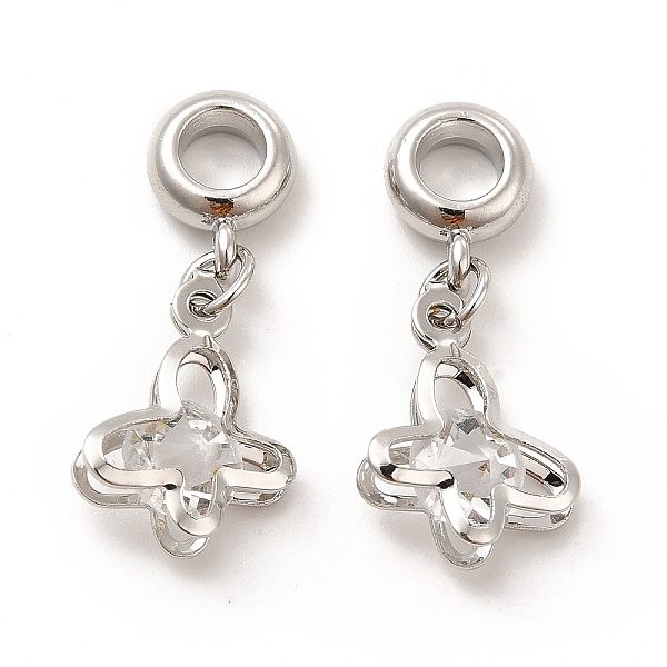 

PandaHall Rack Plating Alloy Crystal Rhinestone European Dangle Charms, Large Hole Charms, Butterfly, Platinum, 28mm, Butterfly..., Clear
