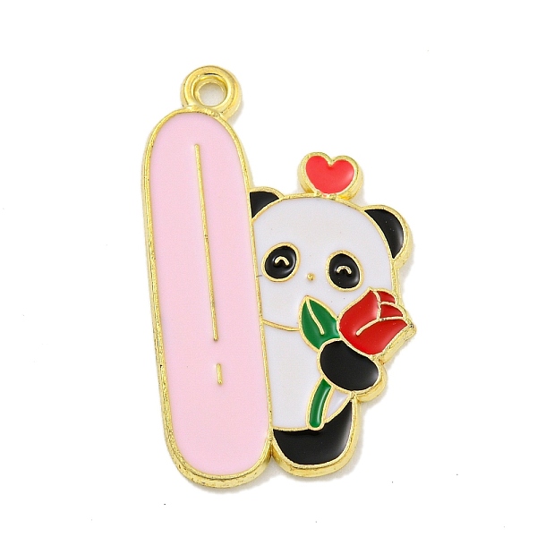 

PandaHall Alloy Enamel Pendants, Light Gold, Panda Charm, Letter I, 28x16.5x1mm, Hole: 1.5mm Alloy+Enamel Letter I