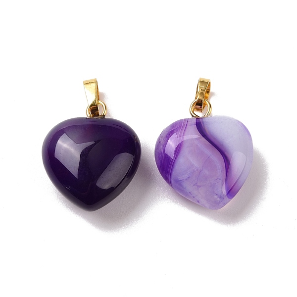 

PandaHall Natural Agate Pendants, with Golden Tone Brass Findings, Heart Charm, Dyed & Heated, 18x15~15.5x6~8mm, Hole: 6x3mm Natural Agate...