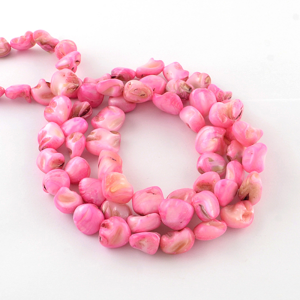 

PandaHall Dyed Natural Freshwater Shell Nuggets Bead Strands, Hot Pink, 8~18x7~16x4~12mm, Hole: 1mm, about 28pcs/strand, 15.7 inch...