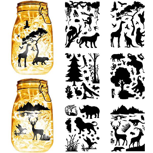 

PandaHall CREATCABIN 12 Sheets 6 Styles Forest Animals Mason Jar Decals Wildlife Stickers Die Cuts Silhouettes Self-Adhesive PVC Waterproof...