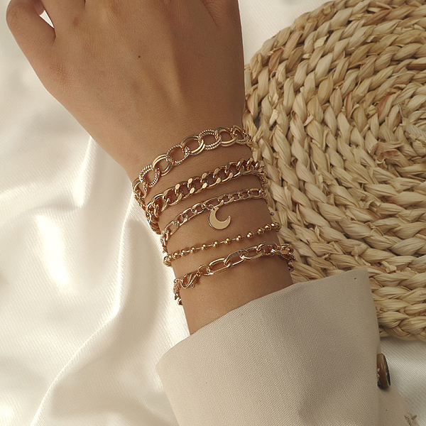 5Pcs 5 Styles Iron Chain Bracelets for Women