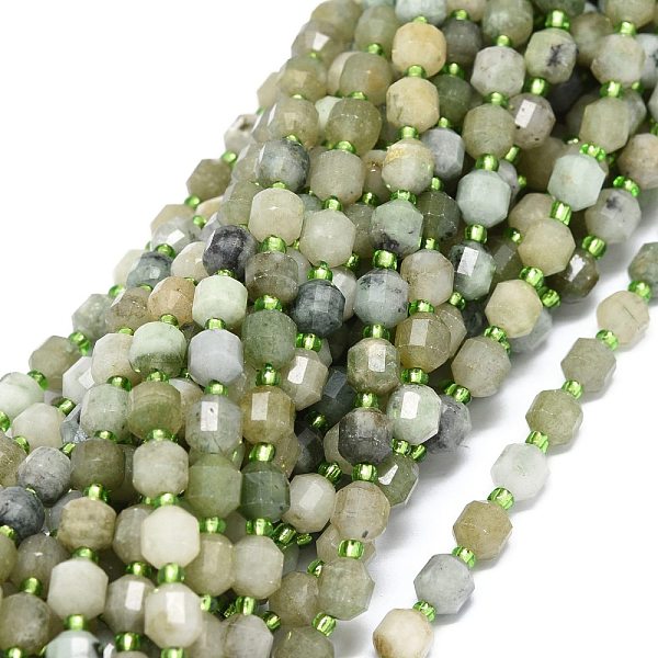 

PandaHall Natural Myanmar Jade Beads Strands, with Seed Beads, Faceted, Bicone, Double Terminated Point Prism Beads, 7~8x7~8mm, Hole: 0.8mm...