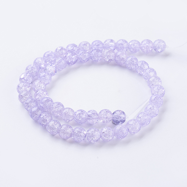 

PandaHall Two Tone Crackle Glass Bead Strands, Round, Lilac, 8~8.5mm, Hole: 1mm, about 50~52pcs/strand, 14.9 inch~15.7 inch(38~40cm) Glass..., Purple