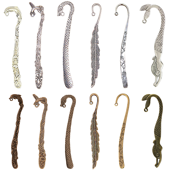 

PandaHall SUNNYCLUE Tibetan Style Alloy Bookmarks Findings, Mixed Shapes, Mixed Color, 120x22x2.5mm, Hole: 3mm Alloy Multicolor
