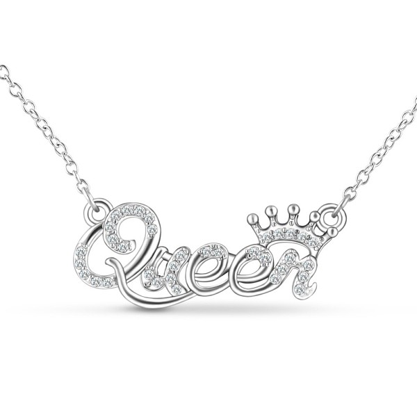 

PandaHall TINYSAND 925 Sterling Silver Cubic Zirconia inchQueen inch Pendant Necklace, Silver, 16 inch Cubic Zirconia Silver