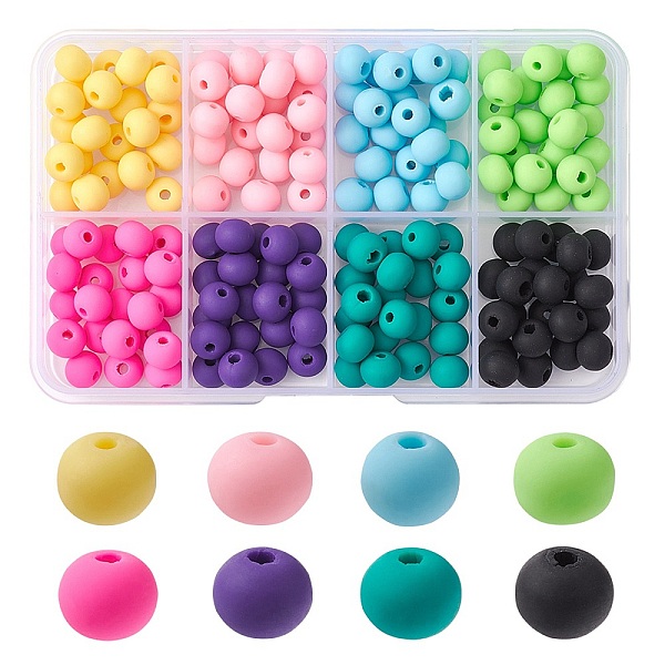 PandaHall 176Pcs 8 Colors Handmade Polymer Clay Beads, for DIY Jewelry Crafts Supplies, Round, Mixed Color, 7x5.5mm, Hole: 1.6mm...