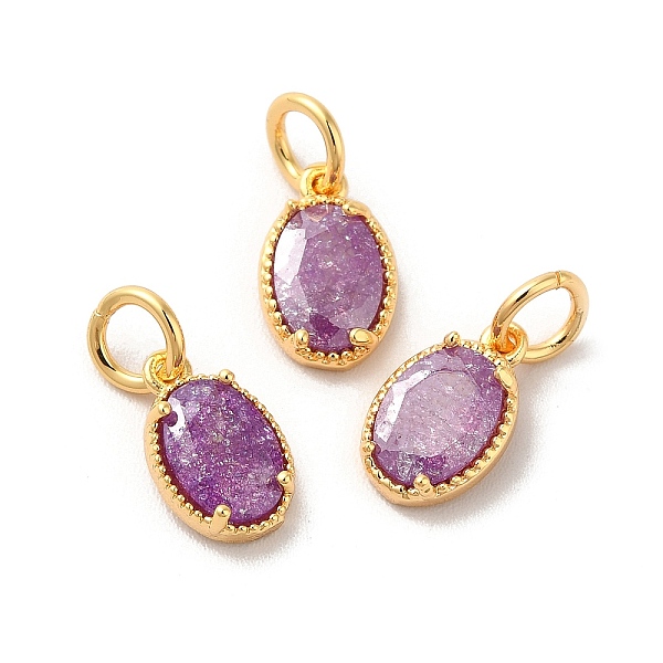 

PandaHall Real 18K Gold Plated Brass Micro Pave Cubic Zirconia Pendants, with Jump Rings, Oval, Medium Purple, 10x6.5x2.5mm, Hole: 3mm...