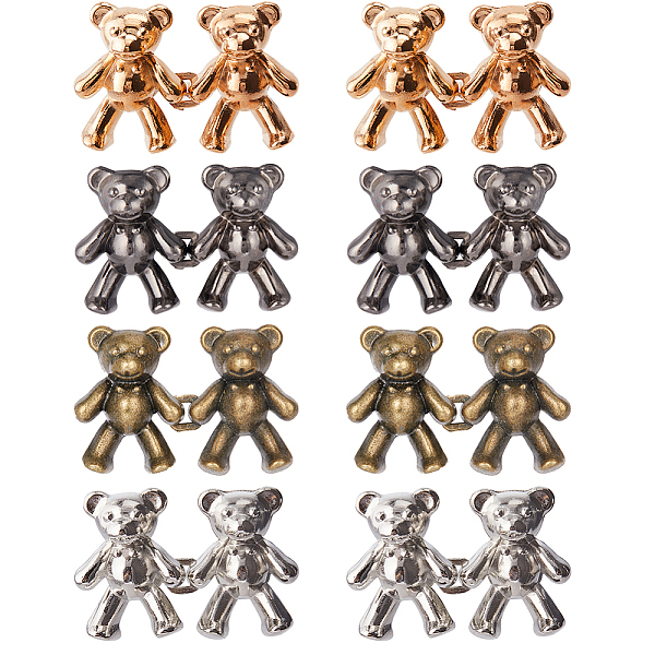 

PandaHall Gorgecraft 8 Pairs 4 Colors Alloy Jean Buttons Pins, Waist Tightener, Closure Sewing Fasteners for Garment Accessories, Bear...