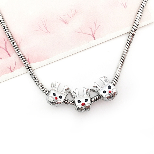 

PandaHall Christmas Theme Alloy Enamel European Beads, Large Hole Bead, Platinum, Deer, 12.5x10x10mm, Hole: 4.5mm Alloy+Enamel Deer