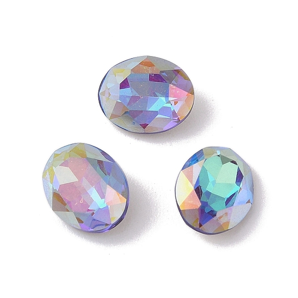 

PandaHall Glass Rhinestone Cabochons, Flat Back & Back Plated, Faceted, Oval, Bermuda Blue, 10x8x4.5mm Glass Rhinestone Oval Blue