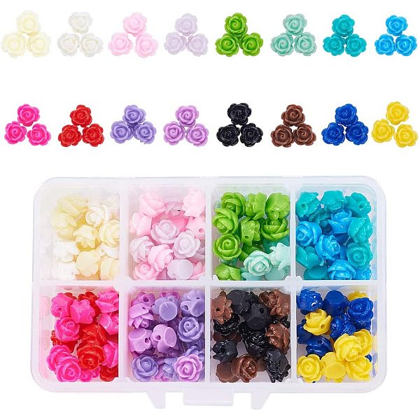 

PandaHall about 160pcs 16 Colors Rose Flowers Beads Buttons Flat Base Resin Flower Jewelry Beads Embellishments Flower Flatback Cabochons..., Multicolor